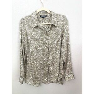 I.N.C International Concepts Paisley Button Up Blouse Top Womans Size L